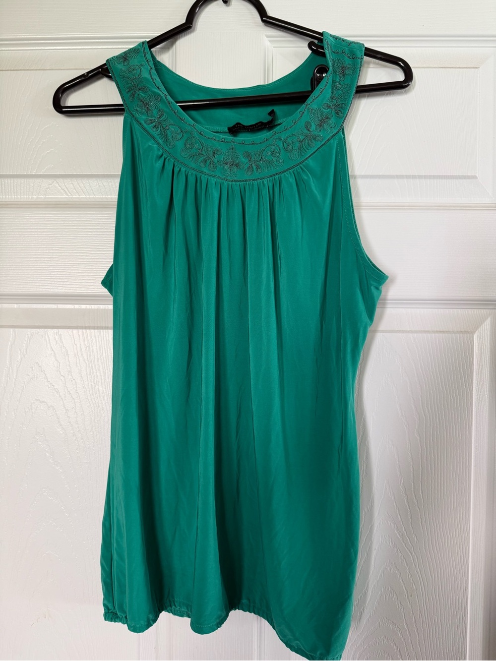 The Limited Lovely Green Embroidered Scoop Neck Tank